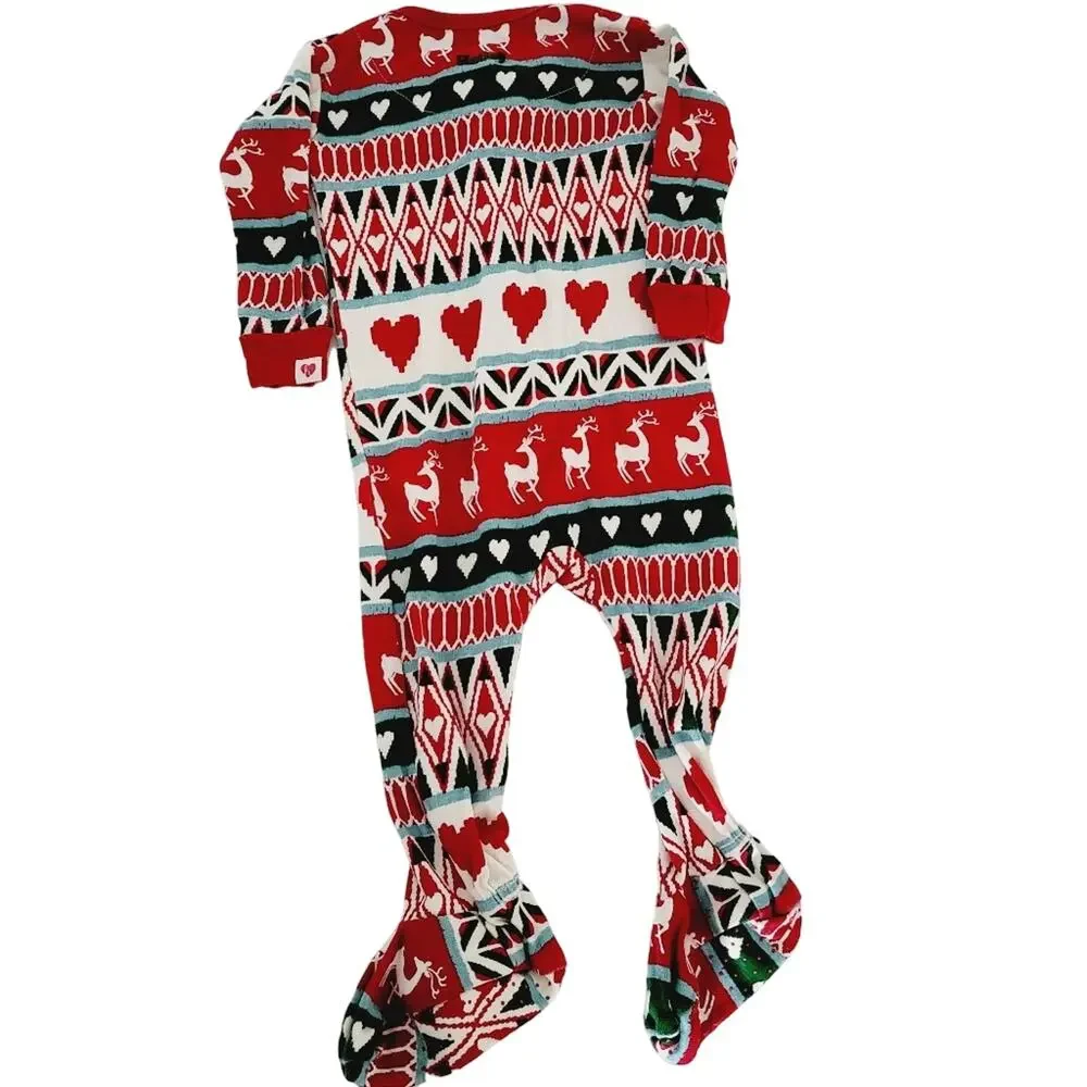 9-12M Hatley reindeer footed zip up one piece